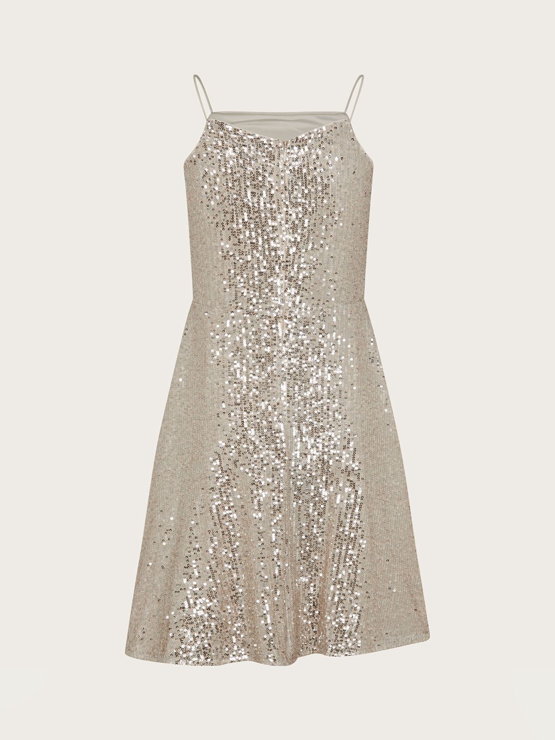 Monsoon Kids' Charlotte Sequin Cut Out Party Dress, Champagne, 14 years