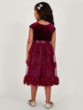 Monsoon Kids' Ottilie 3D Rose Dress, Burgundy