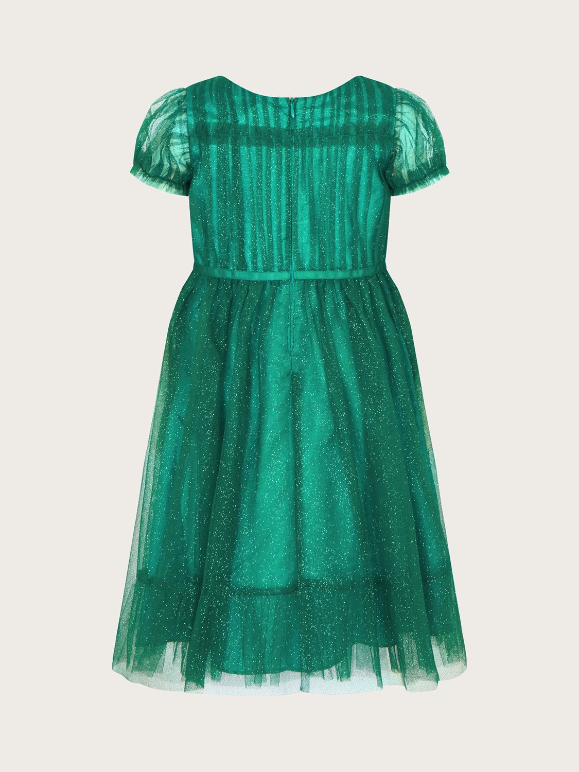 Buy Monsoon Kids' Isla Bow Detail Glitter Party Dress, Green Online at johnlewis.com