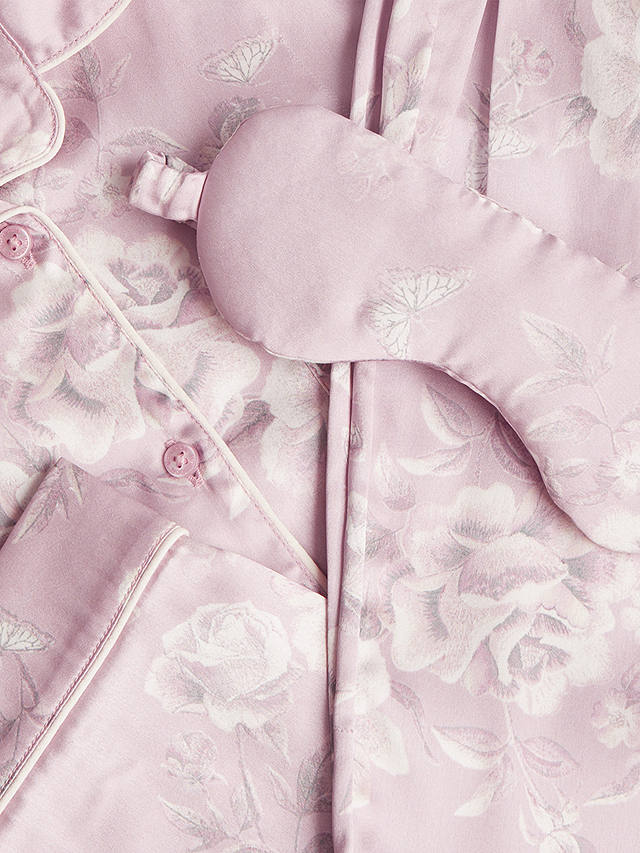 Monsoon Kids' Roses Satin Pyjamas & Mask Set, Pink