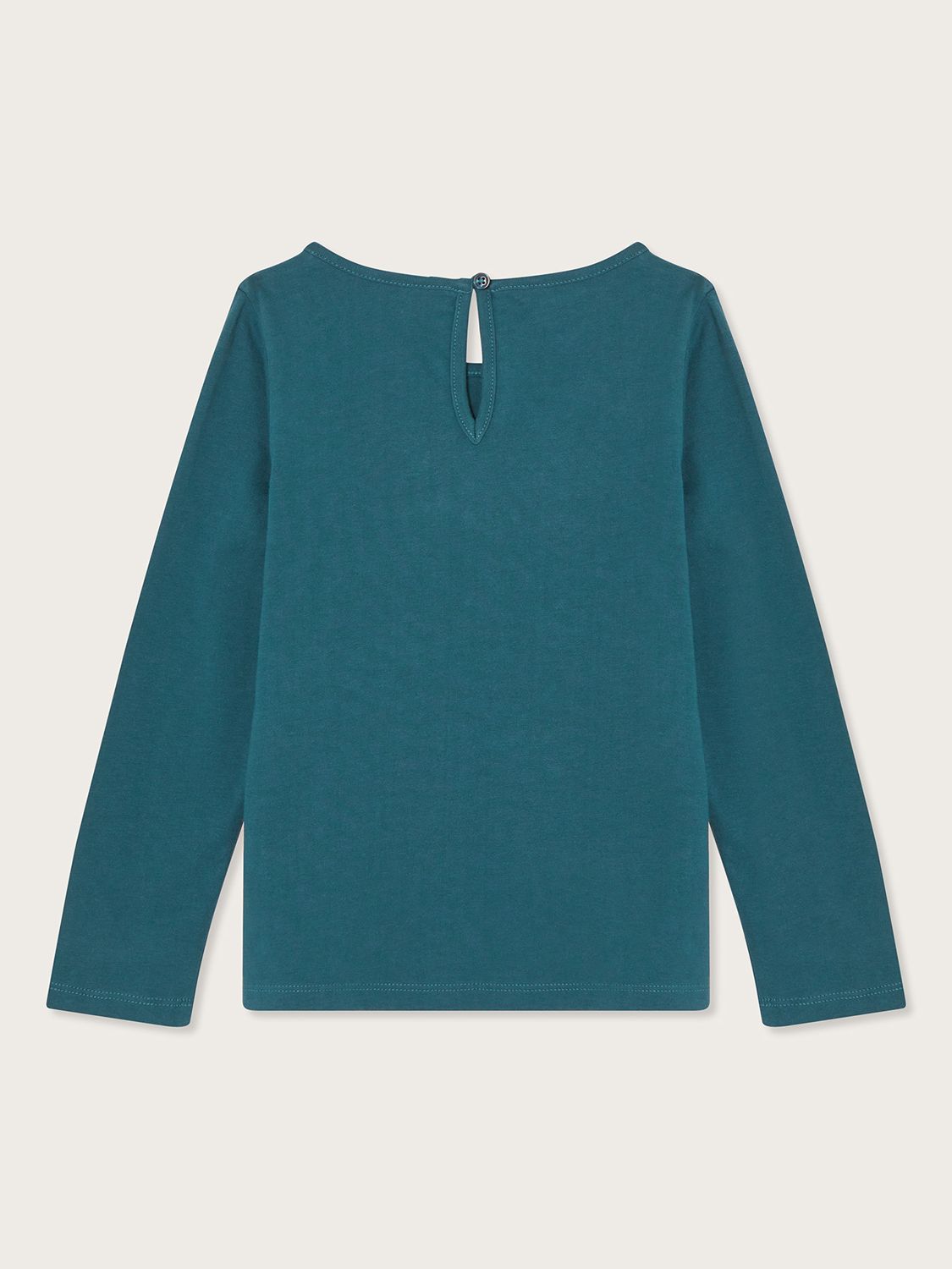 Monsoon Kids' Floral Embroidered Beaded Long Sleeve T-Shirt, Teal, 3-4 ...