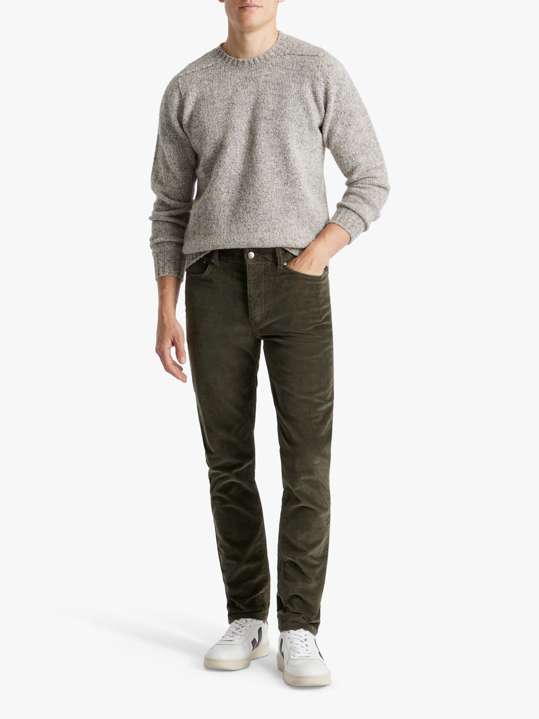SPOKE Corduroy Fives Broad Thigh Trousers, Ivy at John Lewis & Partners