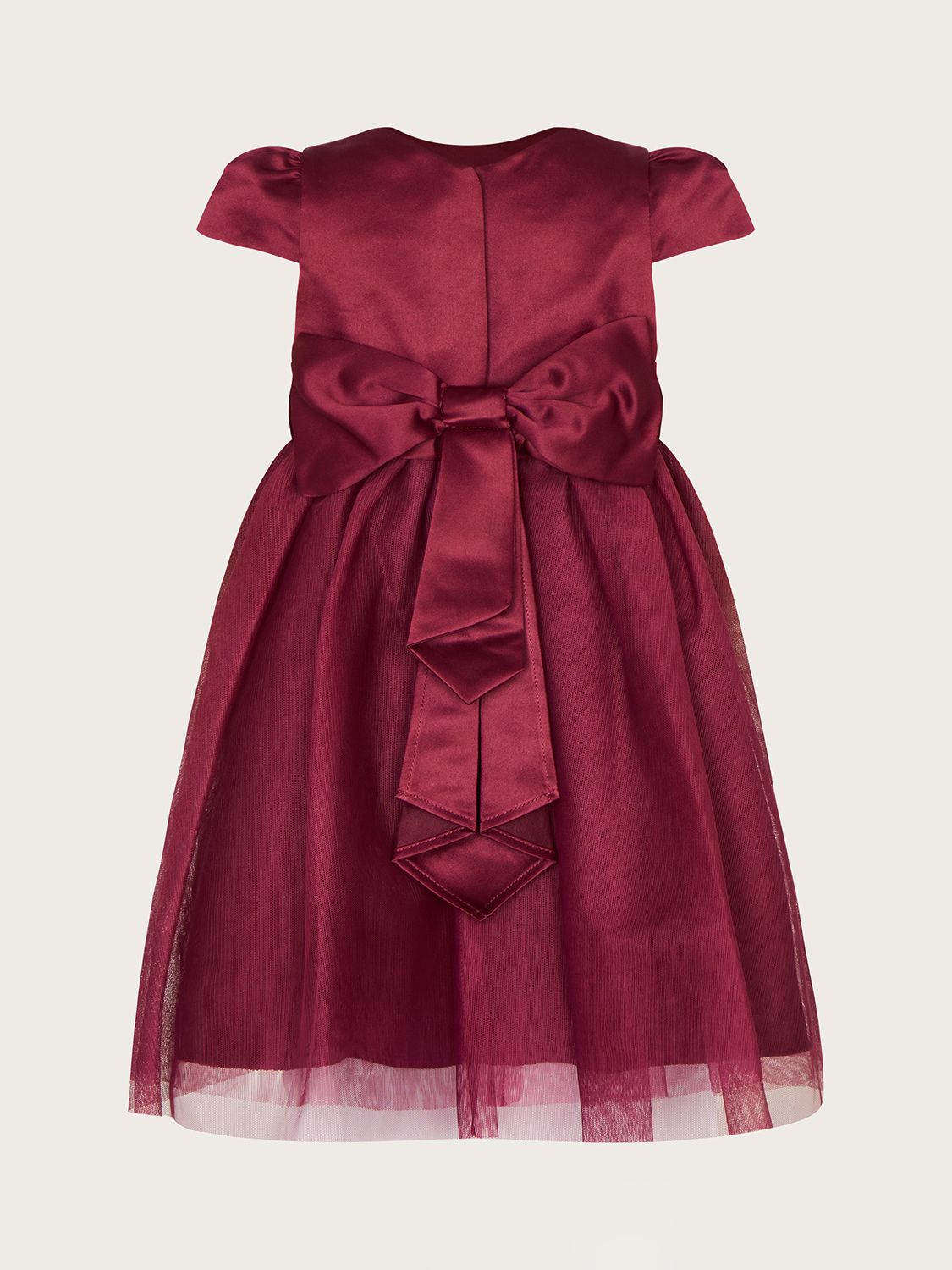 Monsoon Baby Tulle Bridesmaid Dress, Burgundy, 0-3 months