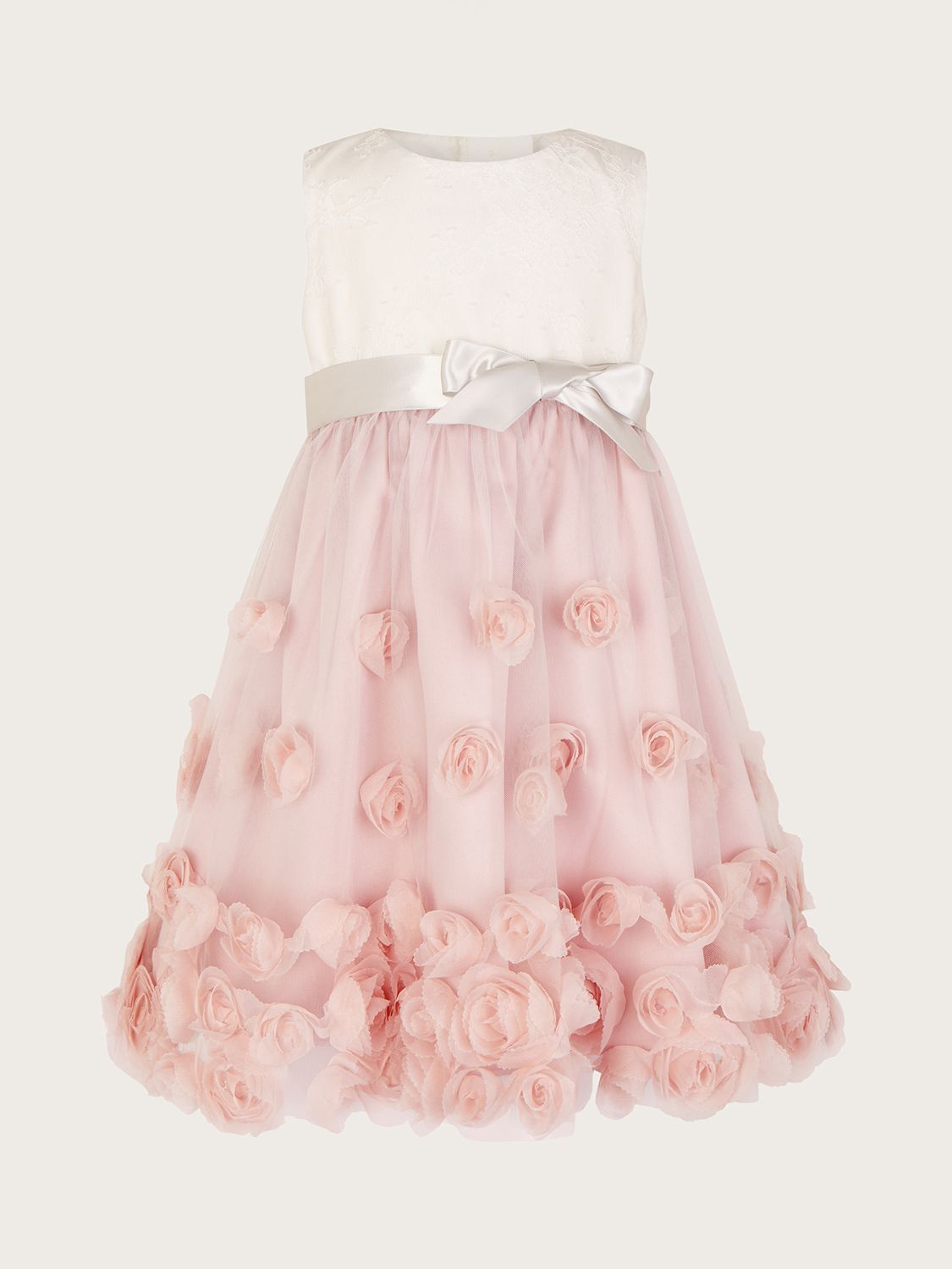 Monsoon Baby Lanthe Bridesmaid Dress, Dusky Pink, 6-12 months