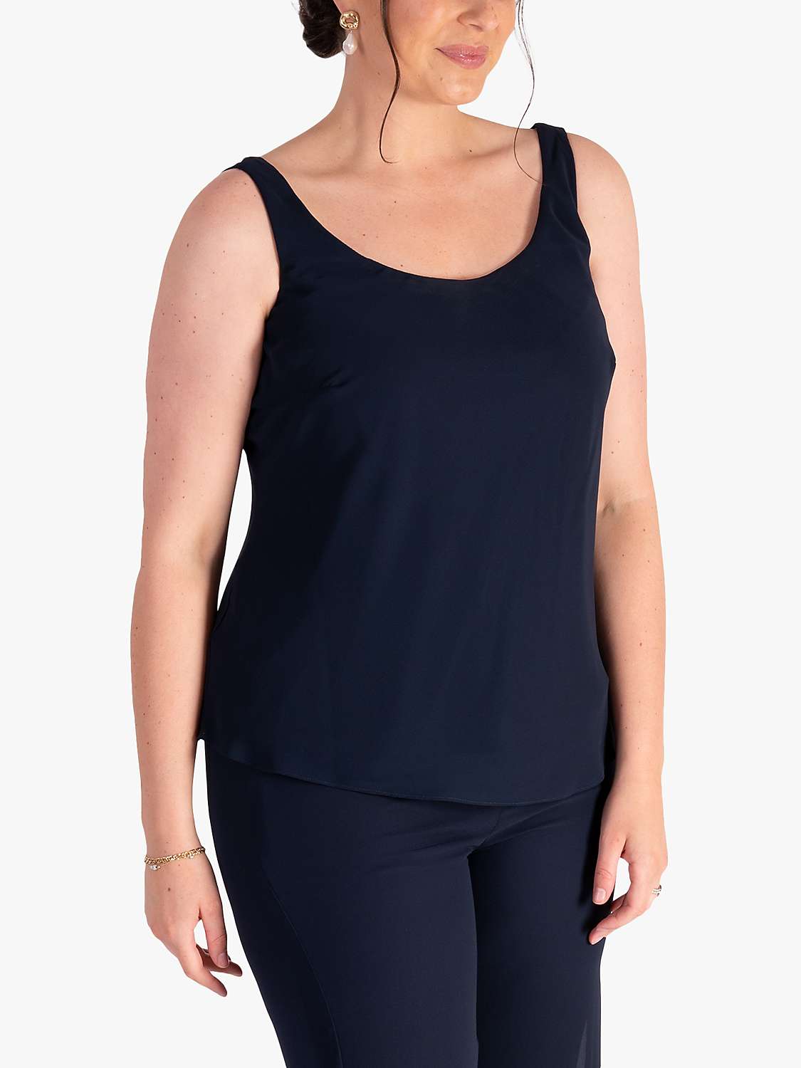 Buy chesca Chiffon Scoop Neck Camisole, Navy Online at johnlewis.com