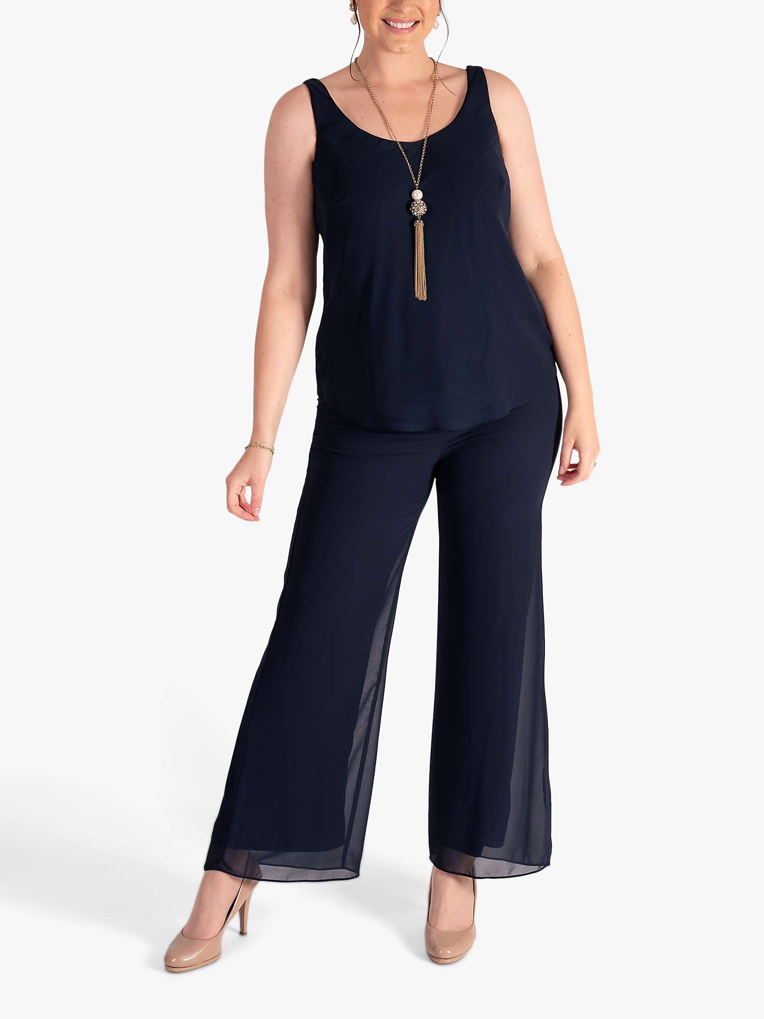 Buy chesca Chiffon Scoop Neck Camisole, Navy Online at johnlewis.com