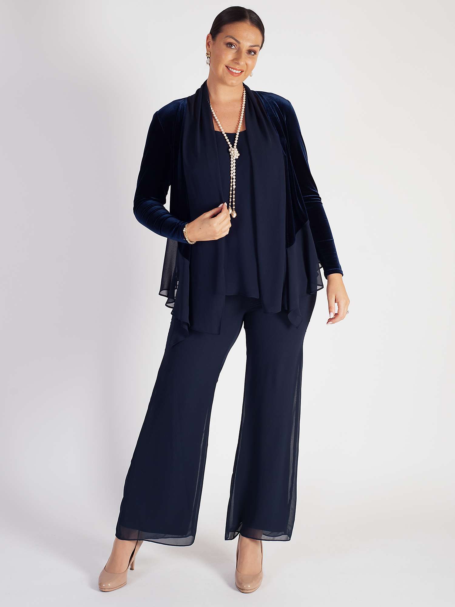 chesca Chiffon Trousers, Navy at John Lewis & Partners
