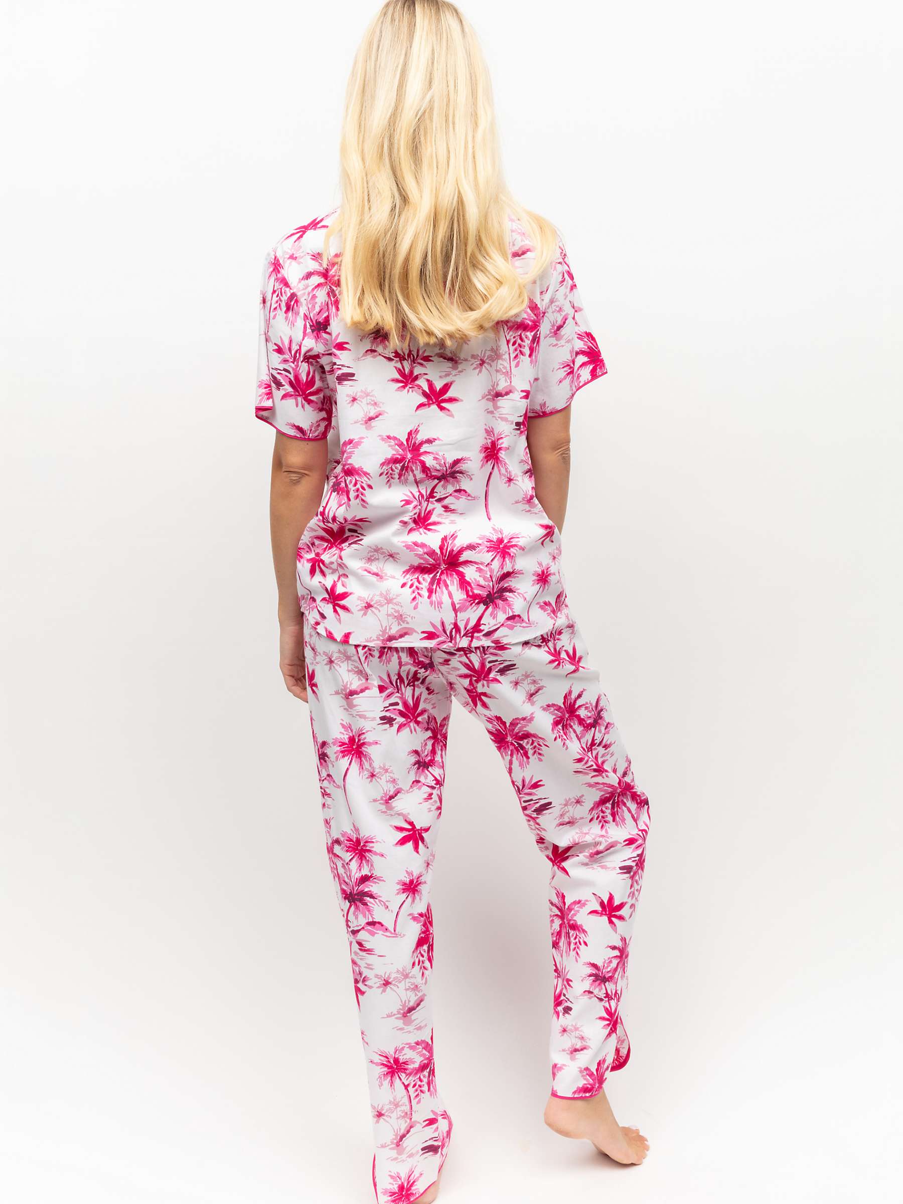 Buy Cyberjammies Hailey Palm Shirt Long Pyjama Set, White/Pink Online at johnlewis.com
