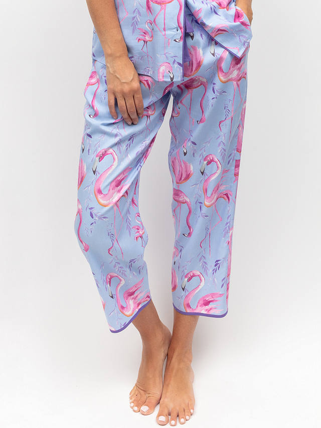 Cyberjammies Zoey Flamingo Cropped Pyjama Bottoms, Blue