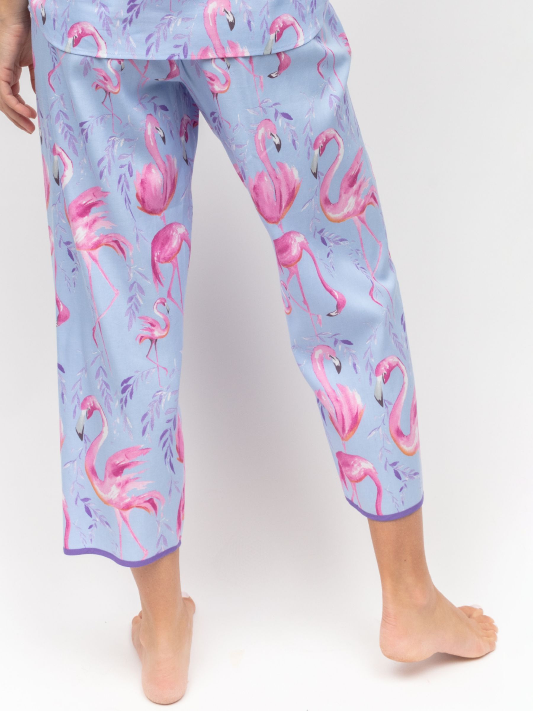 Cyberjammies Zoey Flamingo Cropped Pyjama Bottoms, Blue, 16