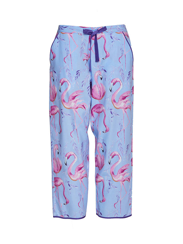Cyberjammies Zoey Flamingo Cropped Pyjama Bottoms, Blue