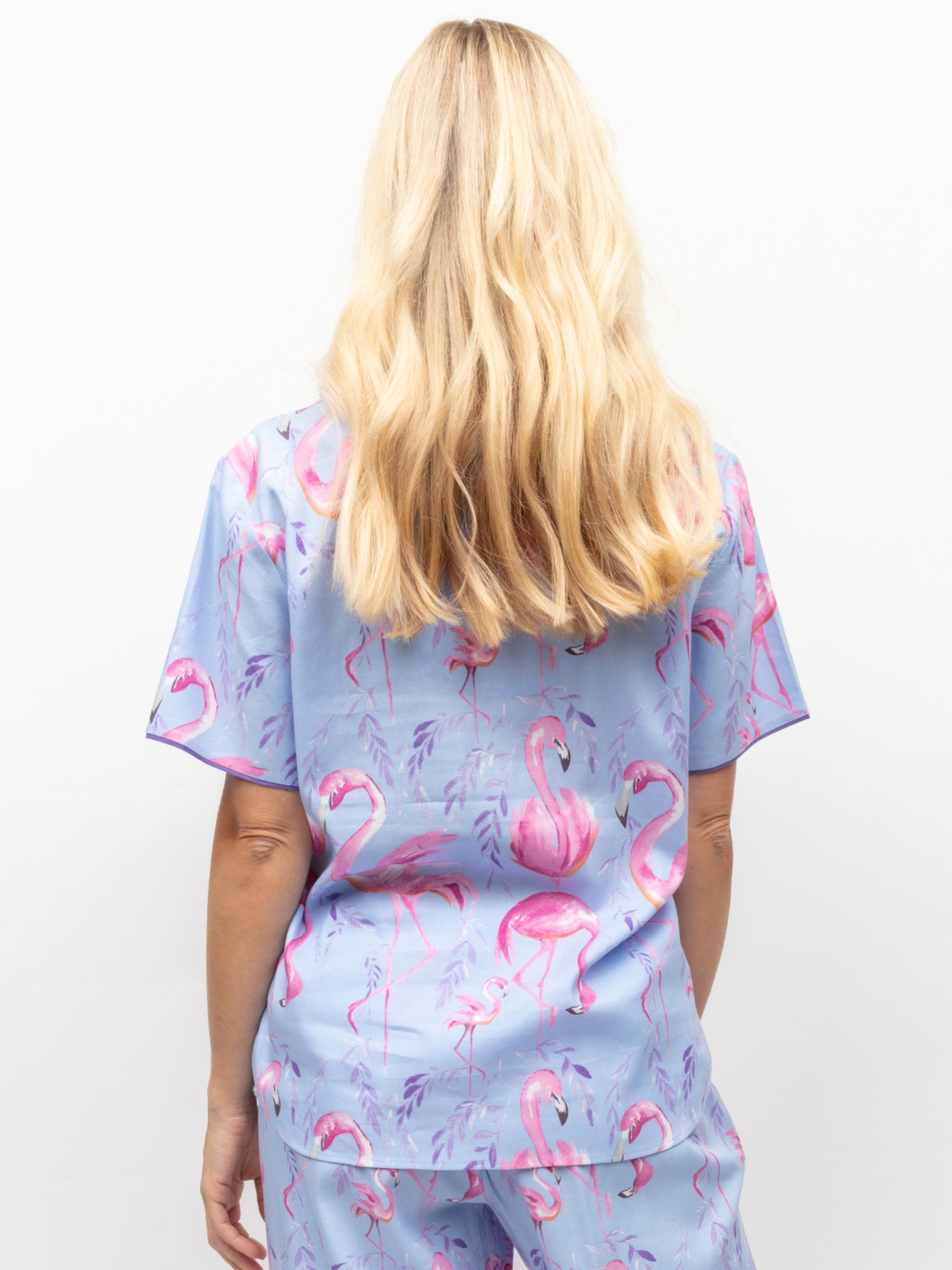Cyberjammies Zoe Flamingo Shirt Pyjama Top, Blue, 16