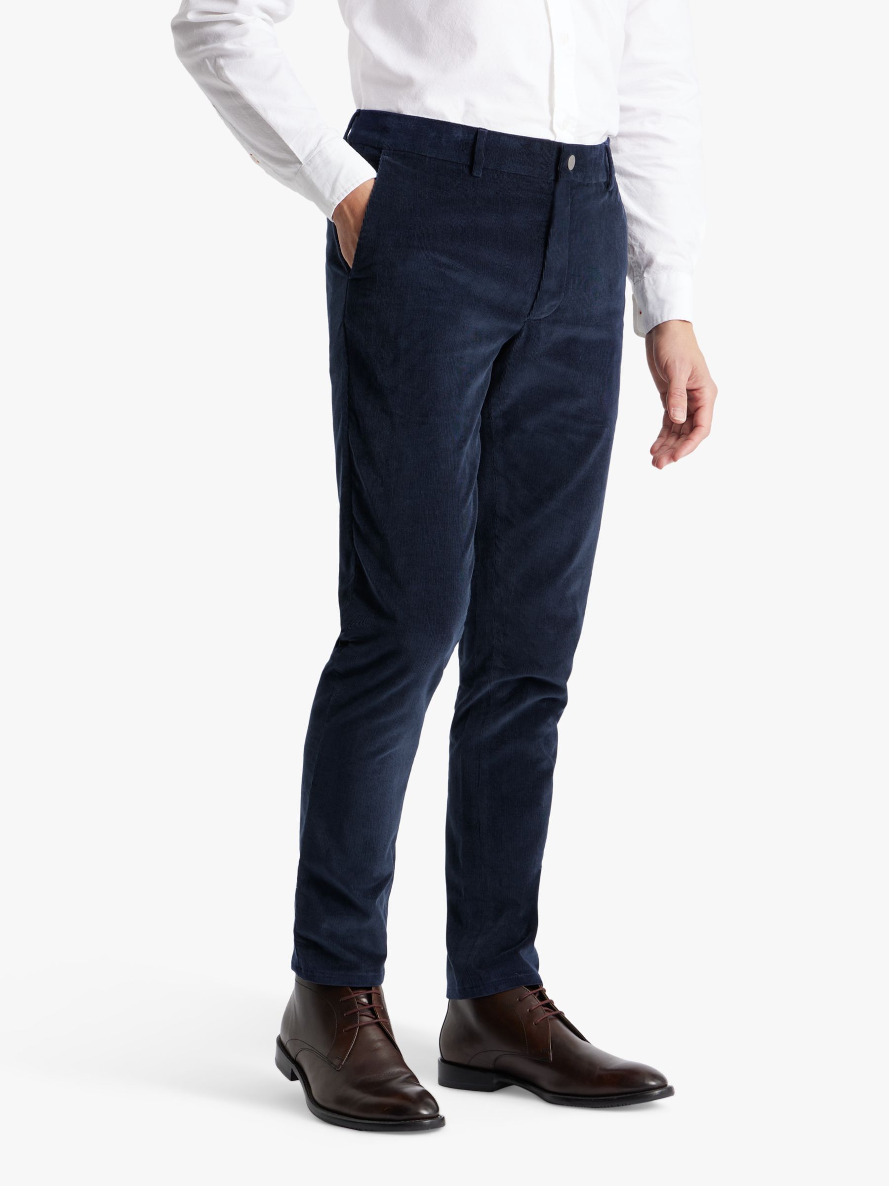 SPOKE Cord Sharps Broad Thigh Trousers, Navy Cord, W32/L33