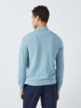 John Lewis Cotton Zip Neck Jumper, Blue Light