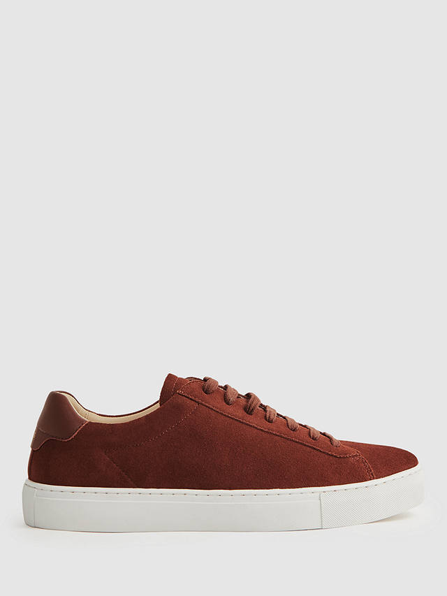Reiss Finley Suede Lace Up Trainers, Rust at John Lewis & Partners