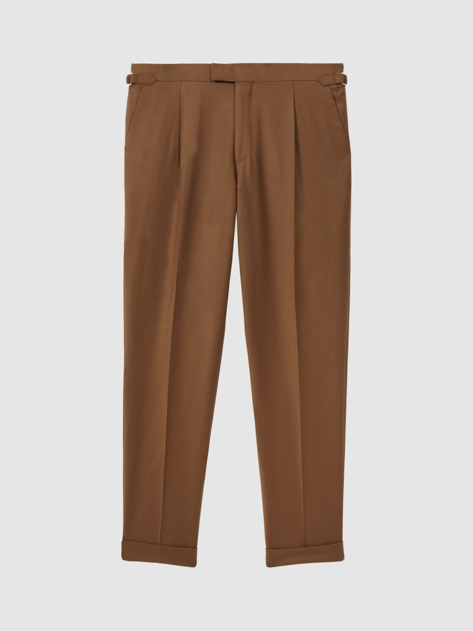 Reiss Venue Flannel Wool Blend Suit Trousers, Tobacco at John Lewis ...