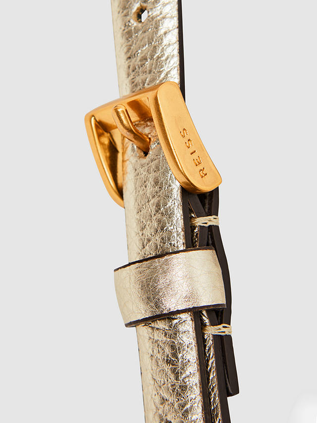 Reiss Molly Skinny Leather Belt, Gold at John Lewis & Partners
