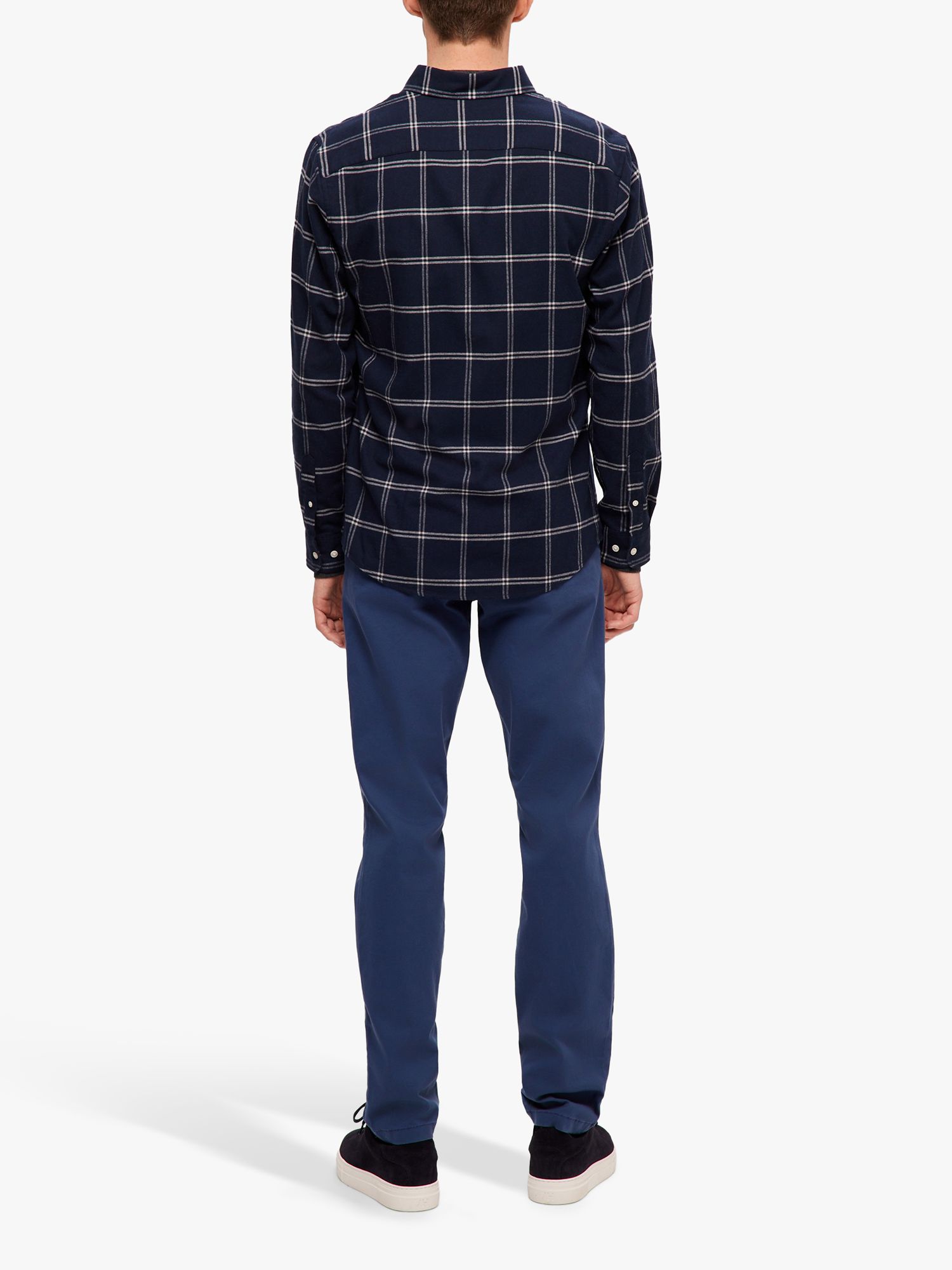 SELECTED HOMME Cotton Flannel Shirt Copied, Blue/Multi, M