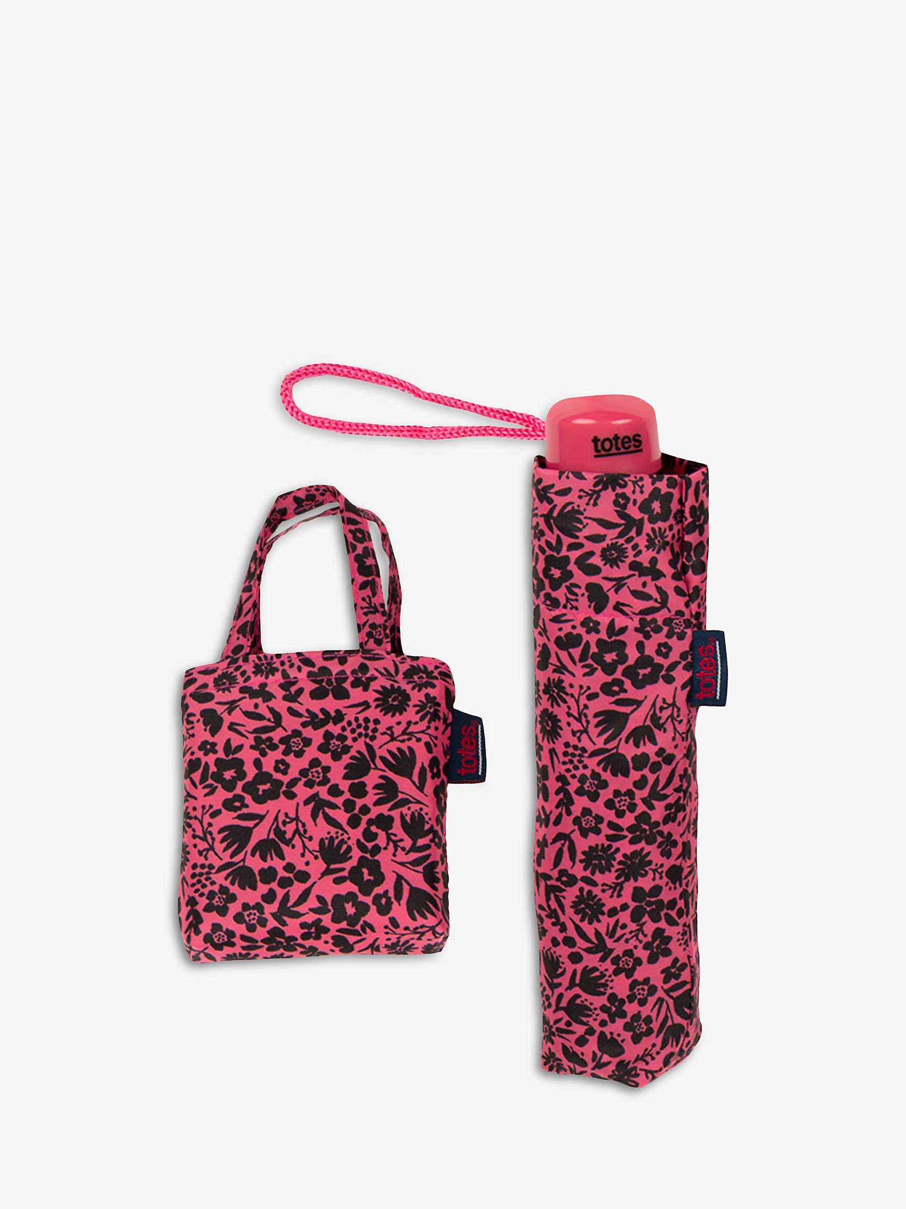 Buy totes Supermini Umbrella and Foldaway Shopper Set, Pink/Black Online at johnlewis.com