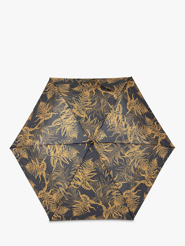 totes ECO Fern Leaves Umbrella And Matching Folding Shopping Bag, Orange/Black
