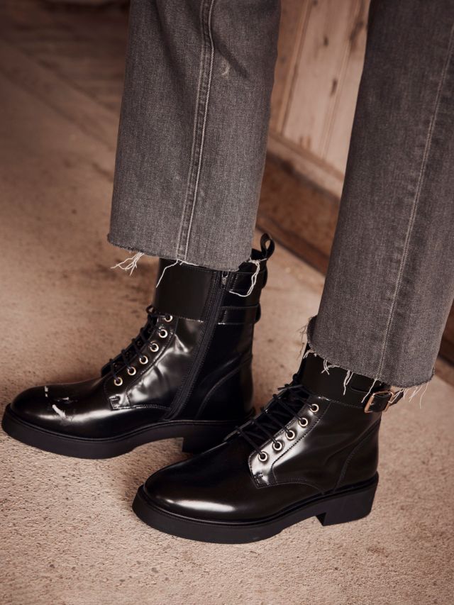 Black patent boots cheap with zip up front