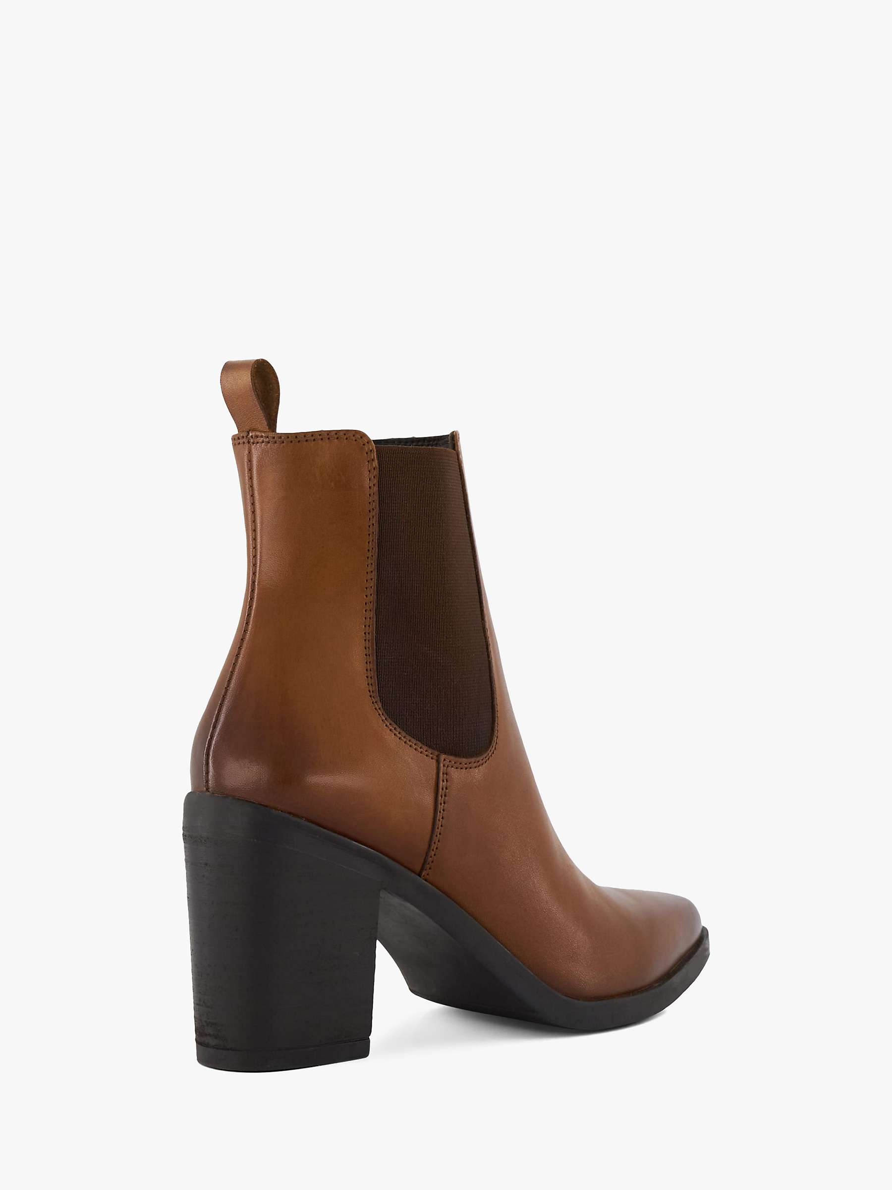 Buy Dune Promising Block Heel Leather Chelsea Boots, Tan Online at johnlewis.com