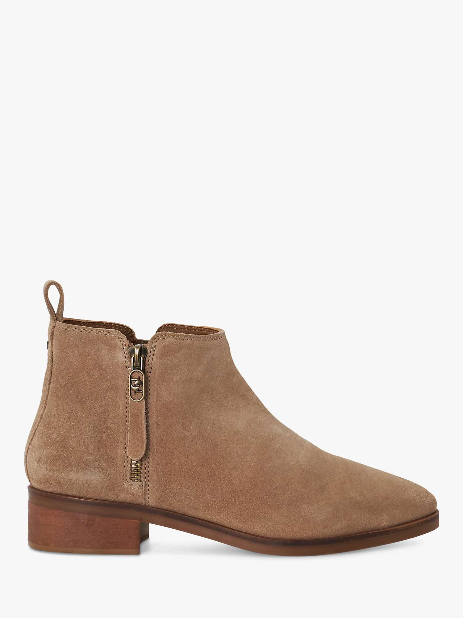 Dune Progress Suede Side Zip Short Ankle Boots, Taupe at John Lewis   Partners