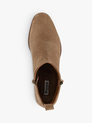 Dune Progress Suede Side Zip Short Ankle Boots, Taupe