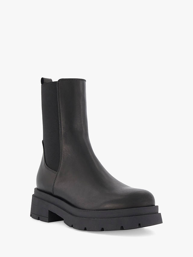 Dune Palmero Chunky Sole Leather Chelsea Boots, Black at John Lewis ...