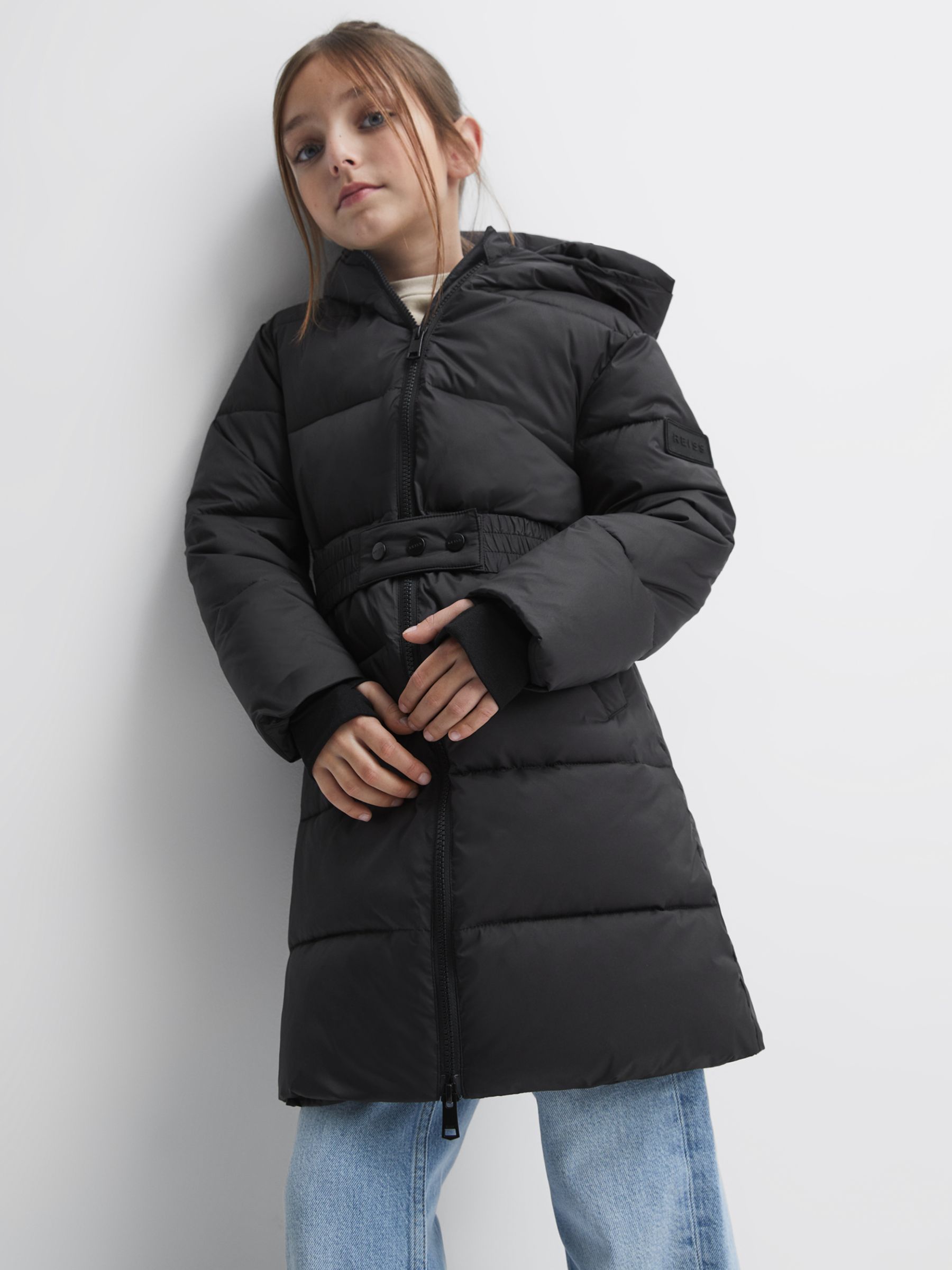 Reiss Kids' Tia Puffer Jacket, Black at John Lewis & Partners