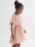 Reiss Kids' Aubrey Floaty Sheer Dress, Pink
