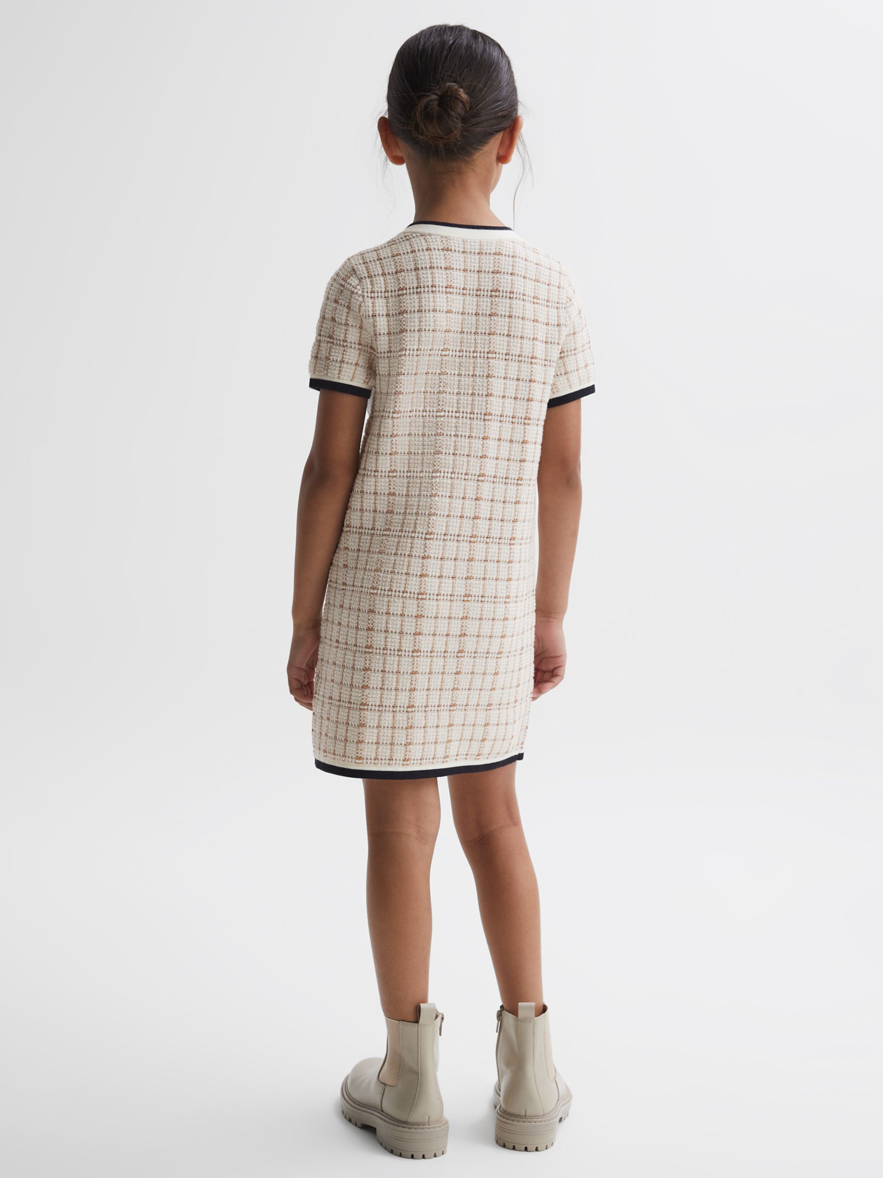 Buy Reiss Kids' Mila Cotton Blend Check Mini Dress, Pink/Cream Online at johnlewis.com