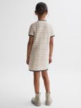 Reiss Kids' Mila Cotton Blend Check Mini Dress, Pink/Cream