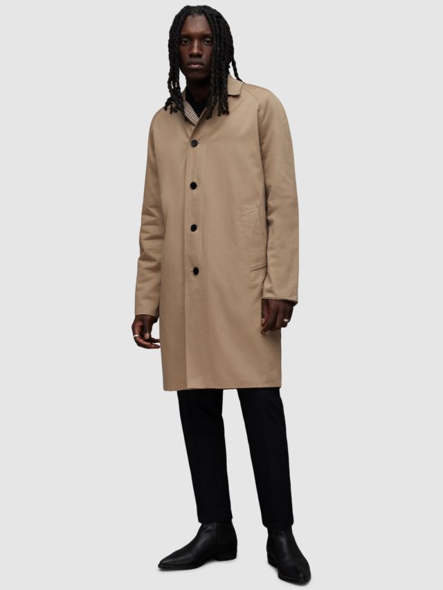 AllSaints Denman Long Coat, Sand Brown, XS