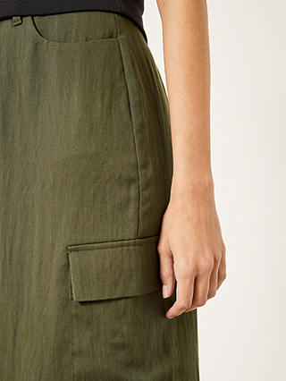 HUSH Amba Knee Length Cargo Skirt, Forest Green