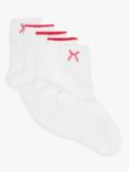 John Lewis Kids' Gingham Heart Socks, Pack of 5, Red/White