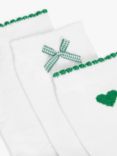 John Lewis Kids' Gingham Heart Socks, Pack of 5, Green/White