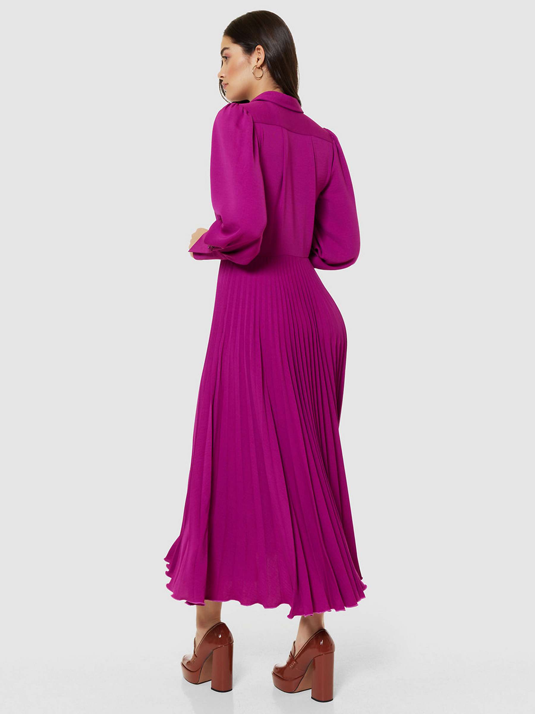 Buy Closet London Pleated Shirt Midi Dress, Fuchsia Online at johnlewis.com