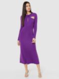 Closet London Twisted Neck A-Line Dress, Purple