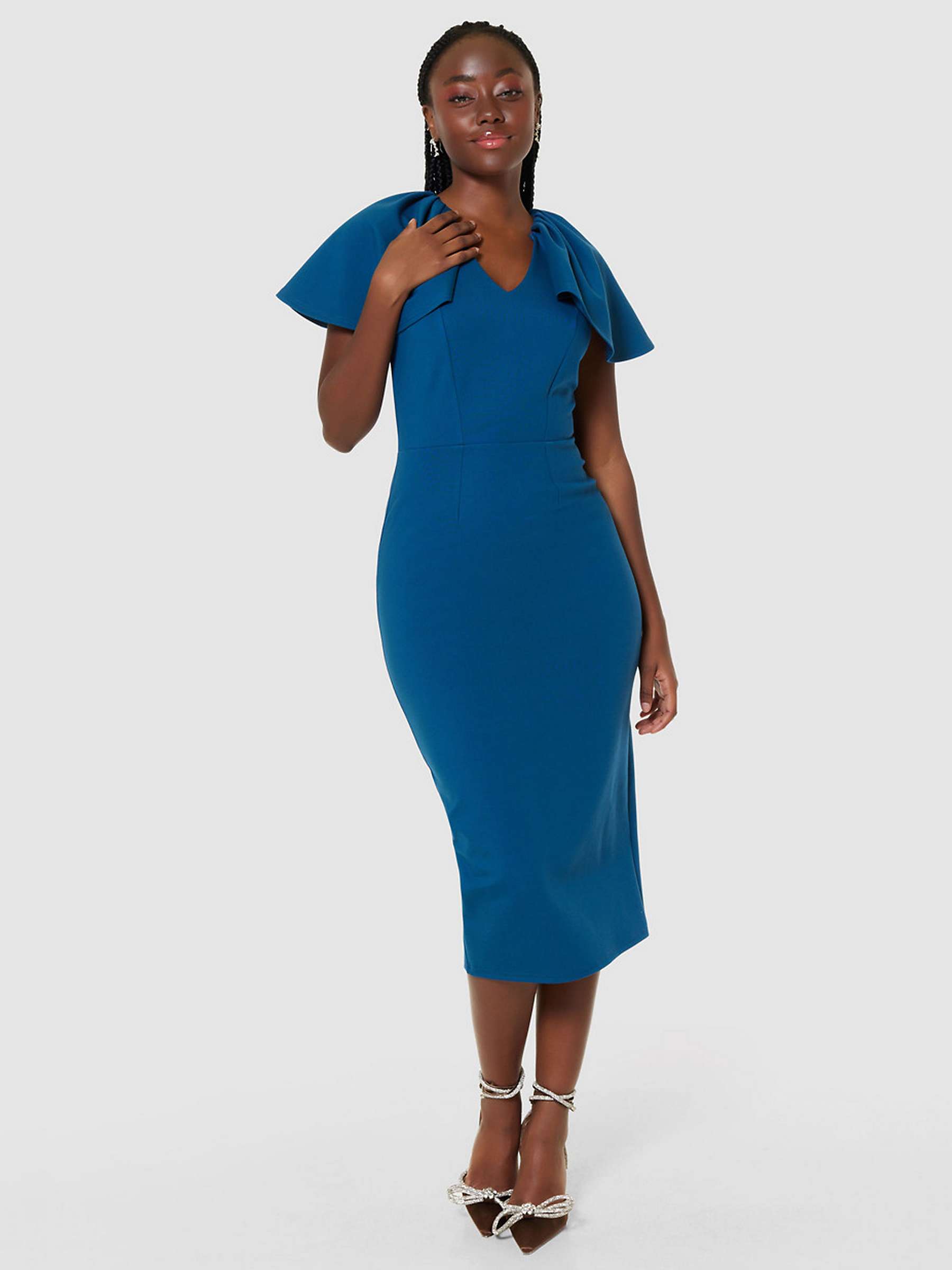 Buy Closet London Cape Sleeve Bodycon Midi Dress, Teal Online at johnlewis.com
