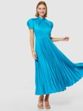 Closet London Pleated Short Sleeve Midi Dress, Turquoise