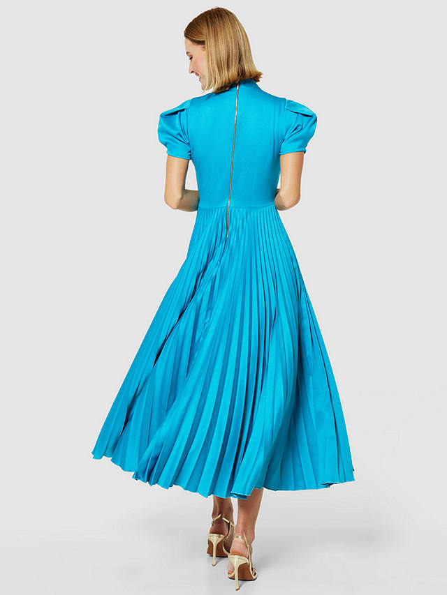 Closet London Pleated Short Sleeve Midi Dress, Turquoise