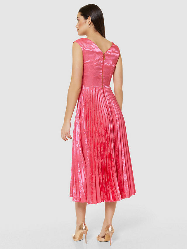 Closet London Pleated Metallic Midi Dress, Pink