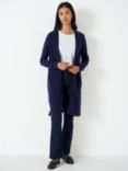 Crew Clothing Harmony Merino Wool Blend Longline Cardigan, Navy, Navy