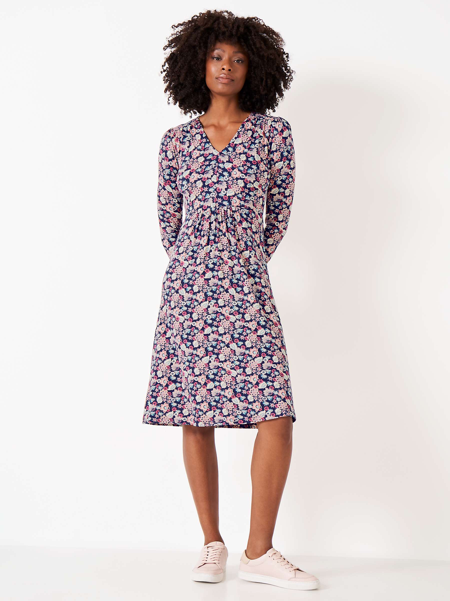 Buy Crew Clothing Dorothy Jersey Long Sleeve Dress, Navy/Multi Online at johnlewis.com