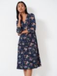 Crew Clothing Dorothy Floral Print Jersey Midi Dress, Blue/Multi, Blue/Multi