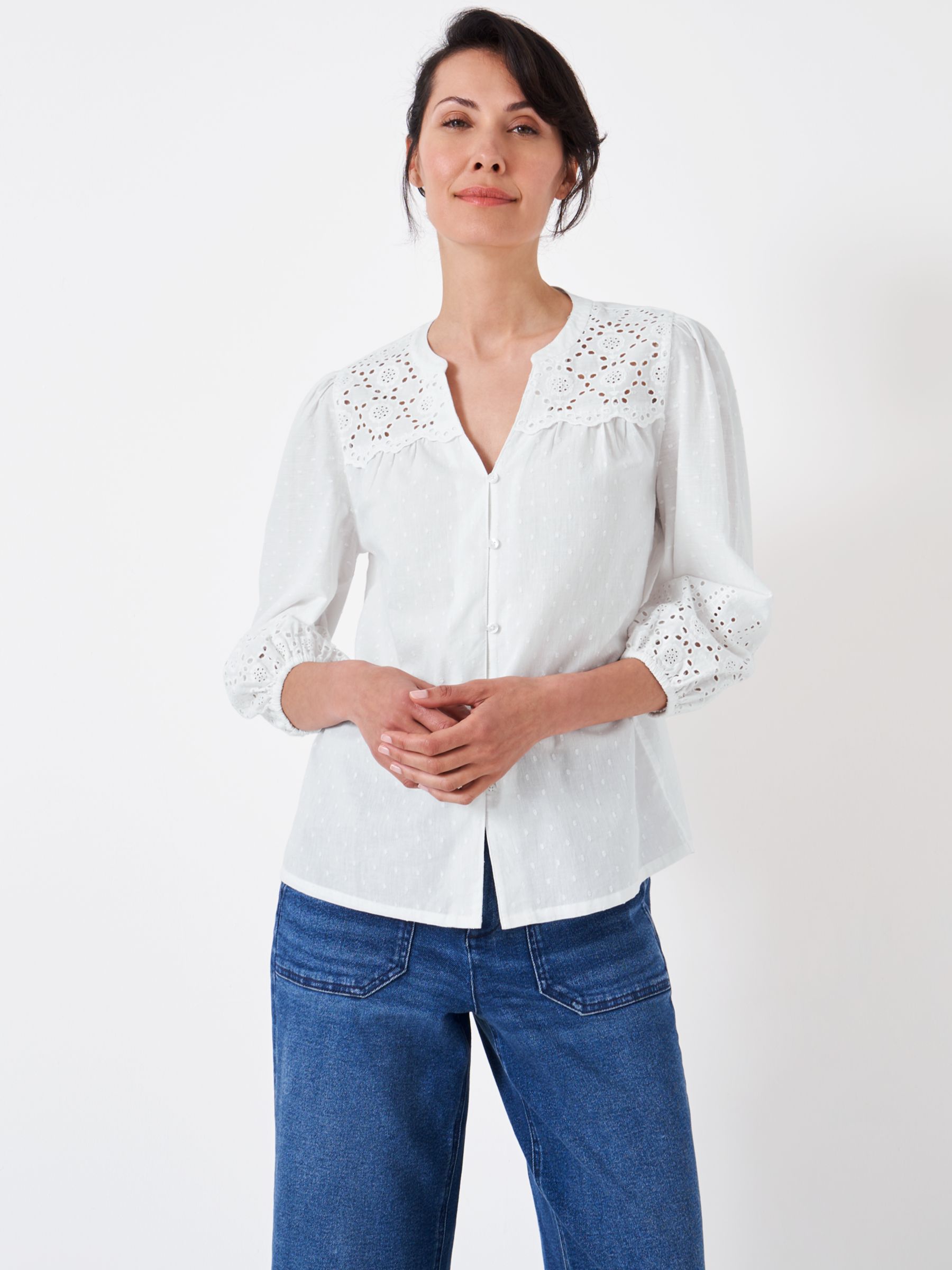 Buy Crew Clothing Flora Lace Detail Blouse Online at johnlewis.com