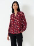 Crew Clothing Amelia Floral Print Blouse, Red Wine, Red Wine