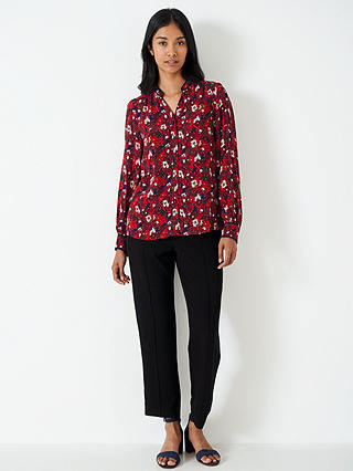 Crew Clothing Amelia Floral Print Blouse, Red Wine