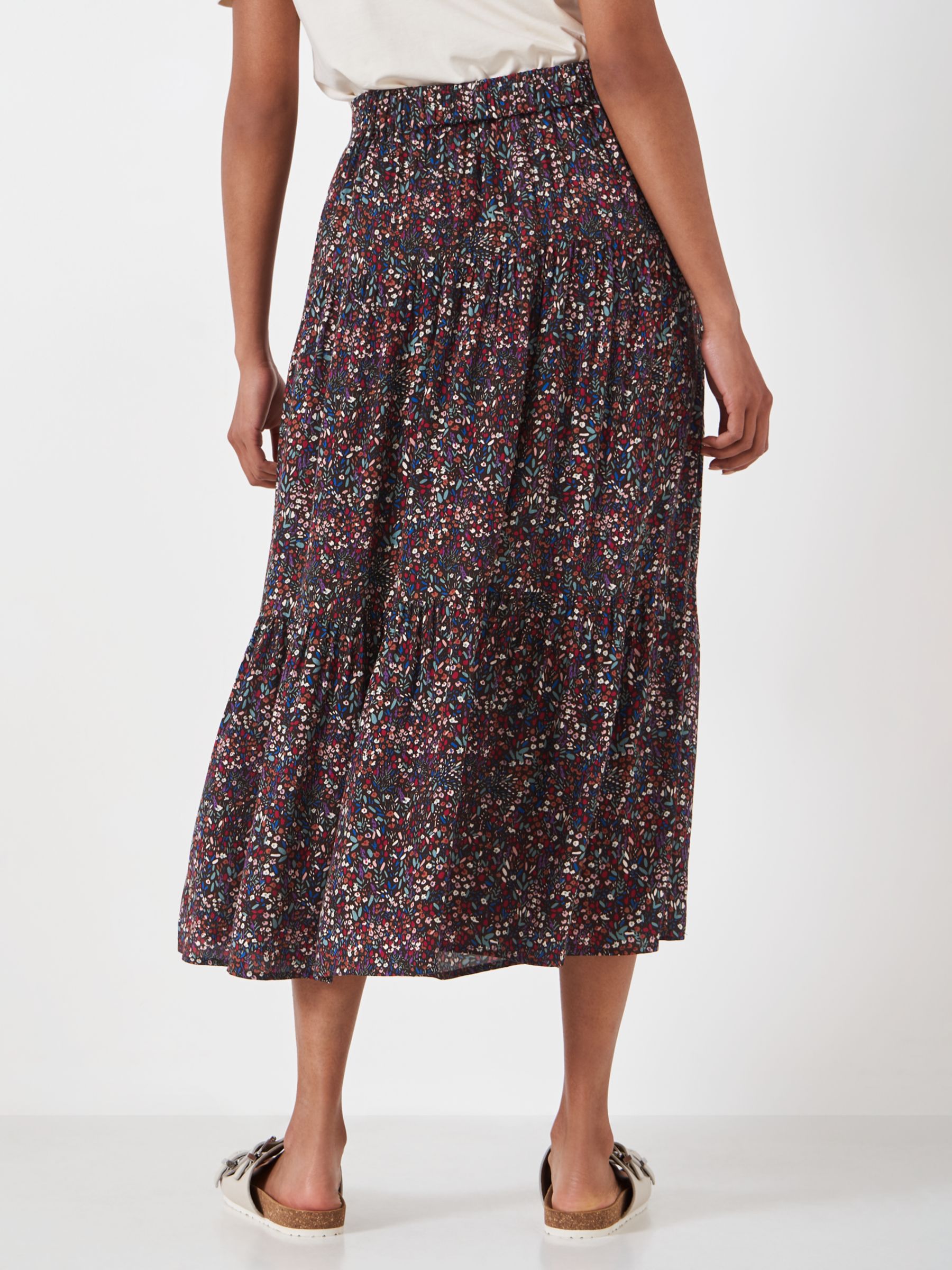 Buy Crew Clothing Sienna Floral Print Midi Skirt, Brown Online at johnlewis.com